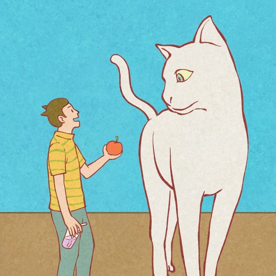 gato manzana ilustración
